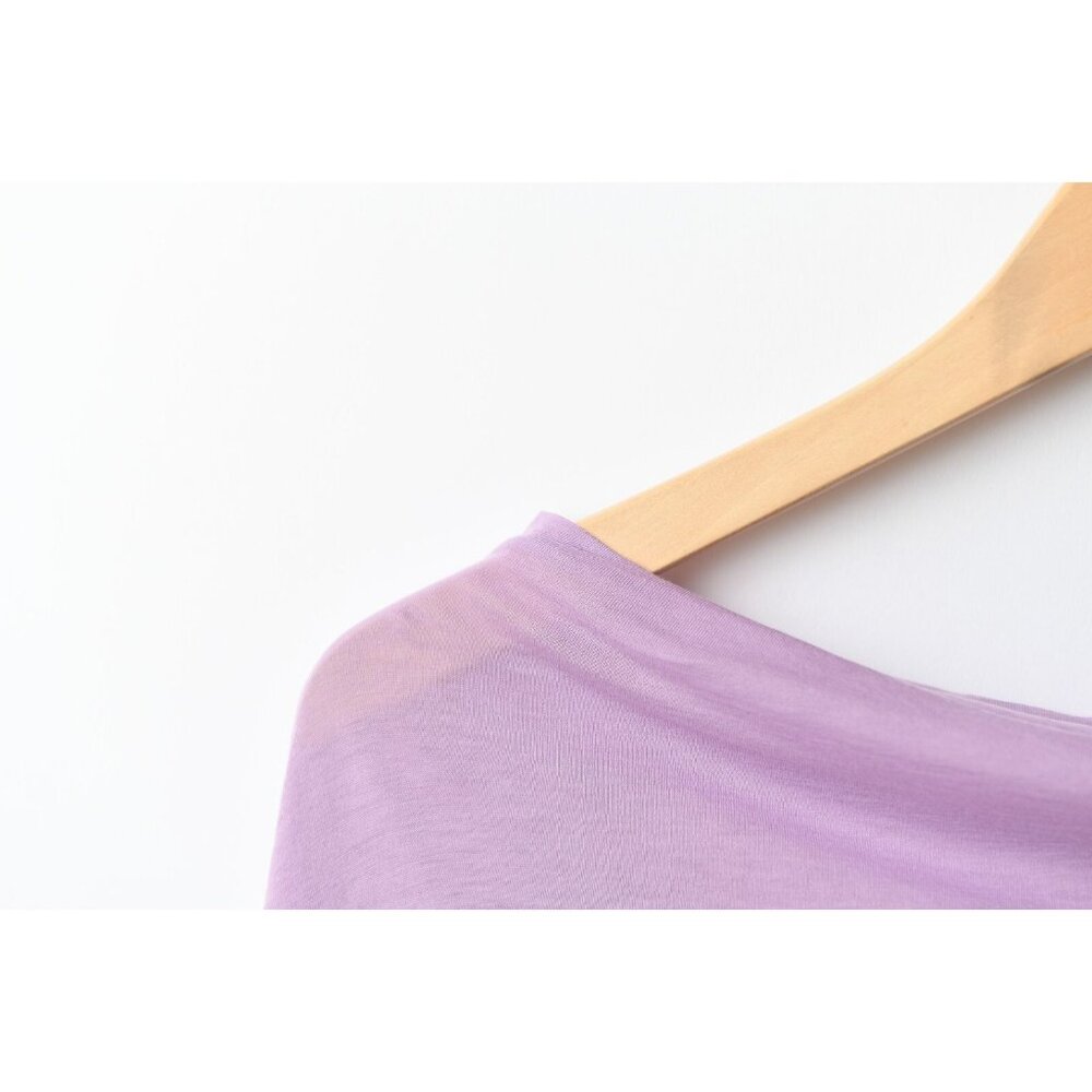 Vince Light Purple Pink Sheer Crew Neck Knit Top Cowl Neck Size S 100% Cotton - Picture 3 of 12